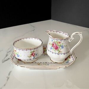 Sugar, Creamer & Tray SET - Petit Point by Royal Albert